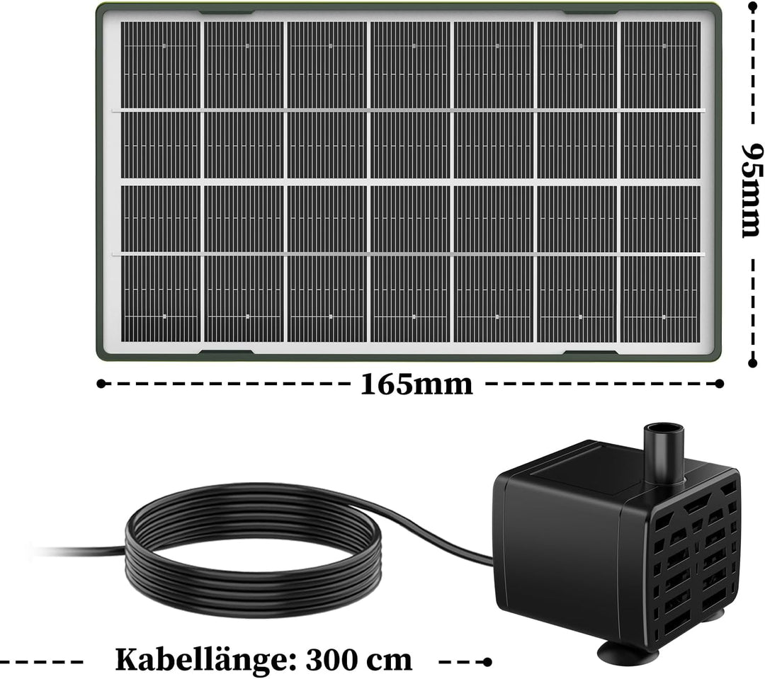 AISITIN Solar Springbrunnen für Aussen, 3,5W Dunkelgrün Solar Fontäne Pumpe mit Verschiedene Sprüh E