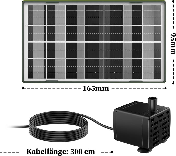 AISITIN Solar Springbrunnen für Aussen, 3,5W Dunkelgrün Solar Fontäne Pumpe mit Verschiedene Sprüh E