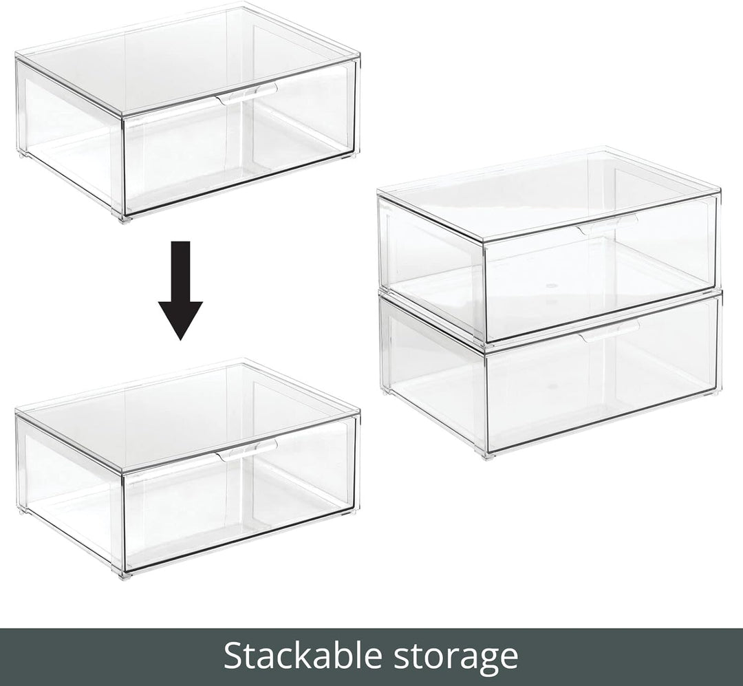 mDesign grosse Aufbewahrungsbox mit Schublade – stabile Schubladenbox aus BPA-freiem Kunststoff zur