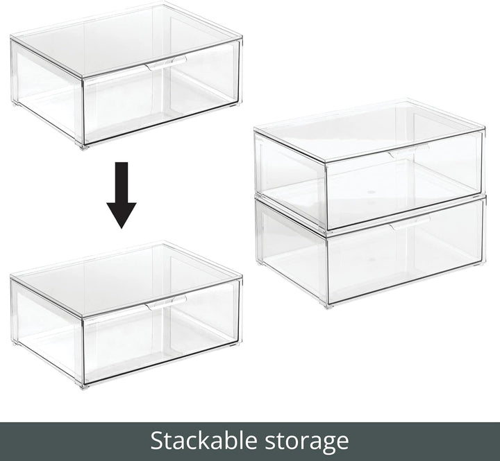 mDesign grosse Aufbewahrungsbox mit Schublade – stabile Schubladenbox aus BPA-freiem Kunststoff zur