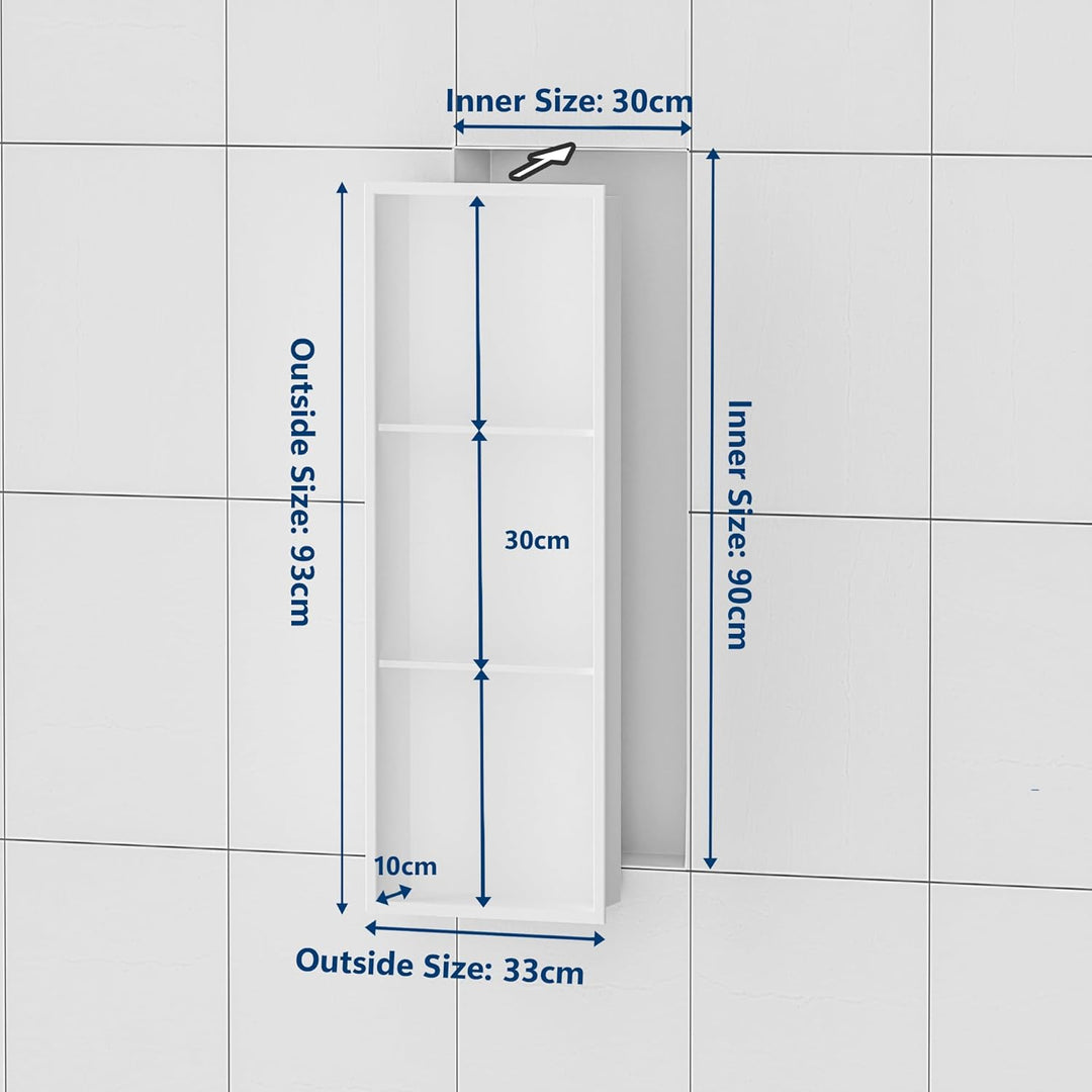 Neodrain Wandnische Dusche Edelstahl Dreifach-Duschnische Wandnische Weiss Lagerung für Badezimmer 9