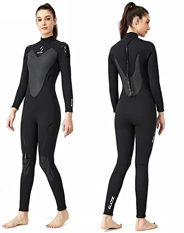 ZCCO Damen 3mm Neopren Neoprenanzug, Langarm-Neoprenanzug mit Reissverschluss hinten, Einteiler für