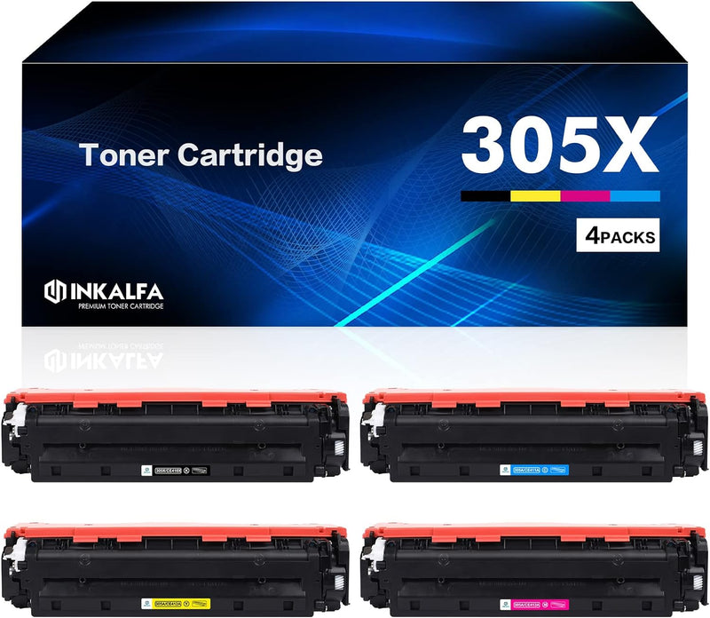 4er Pack Kompatibel 305X CE410X 305A CE410A Tonerkartusche als Ersatz für HP Laserjet Pro 400 Color