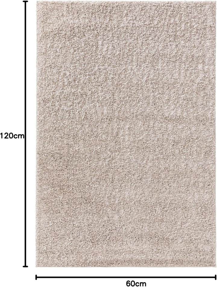benuta Hochflorteppich SOHO Beige 60 x 120 cm - Kuschelig Weicher Teppich im Minimalistischen Look -