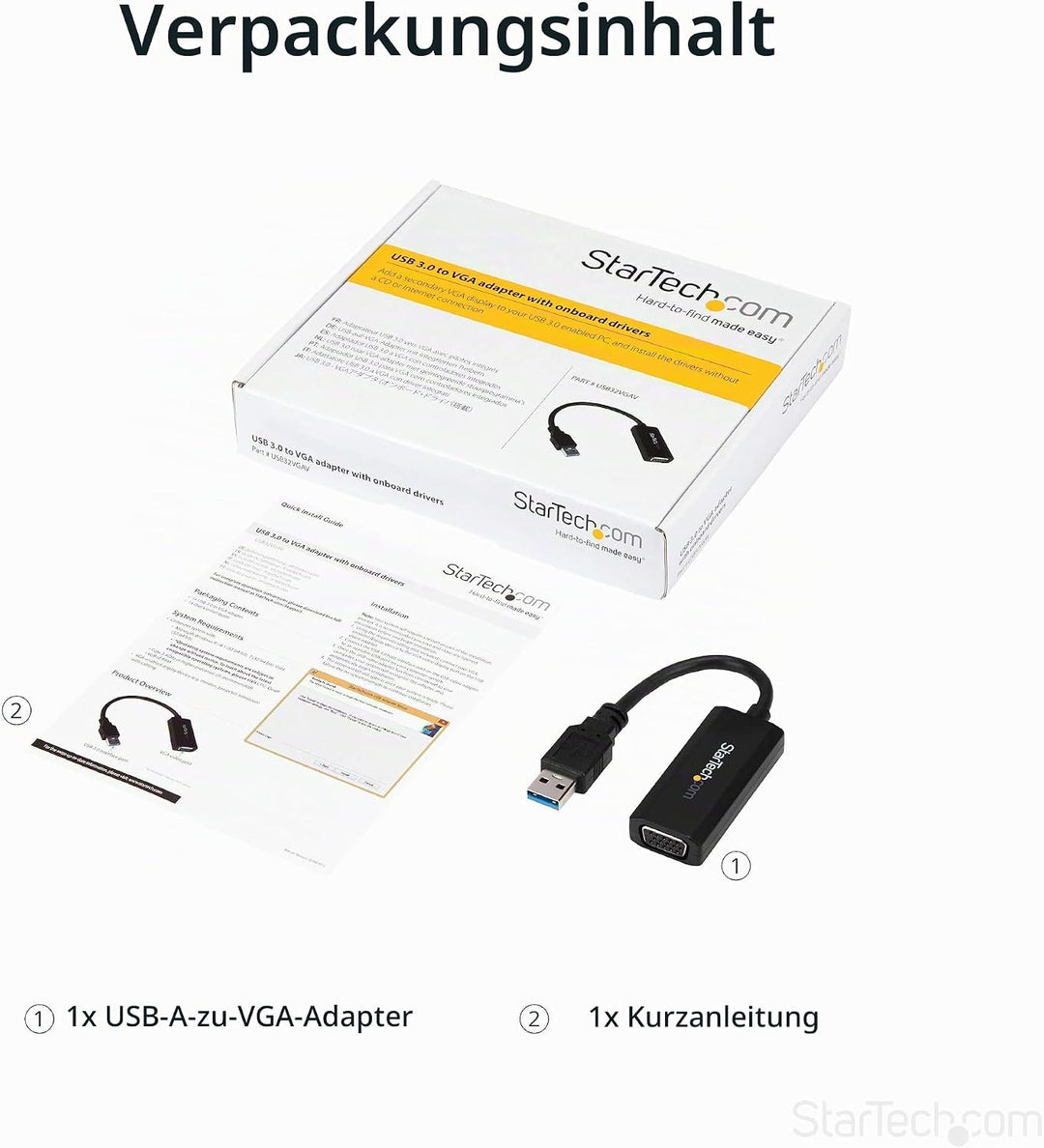 StarTech.com USB 3.0 auf VGA Adapter / Konverter mti on-board driver - 1920x1200 1080p | On-Board Dr