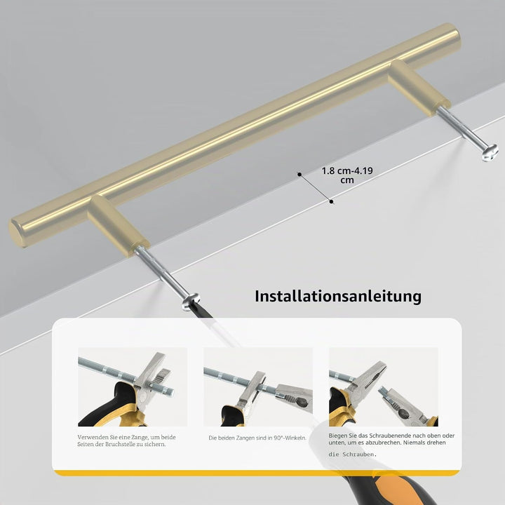 20 Stück goldenwarm Schrankgriffe Gold Möbelgriffe 128mm Lochabstand Gold Schrankgriffe Edelstahl Go