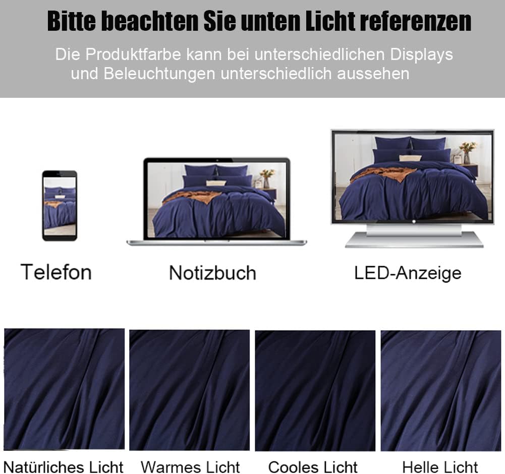 Soifox Bettwäsche 135x200 4teilig Marineblau bettwäsche-Sets aus Mikrofaser bügelfrei & knitterfrei