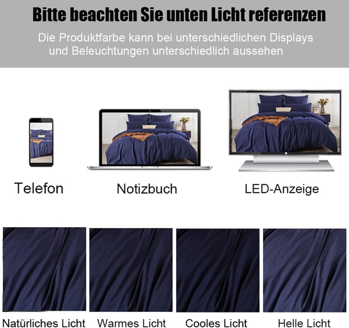 Soifox Bettwäsche 135x200 4teilig Marineblau bettwäsche-Sets aus Mikrofaser bügelfrei & knitterfrei
