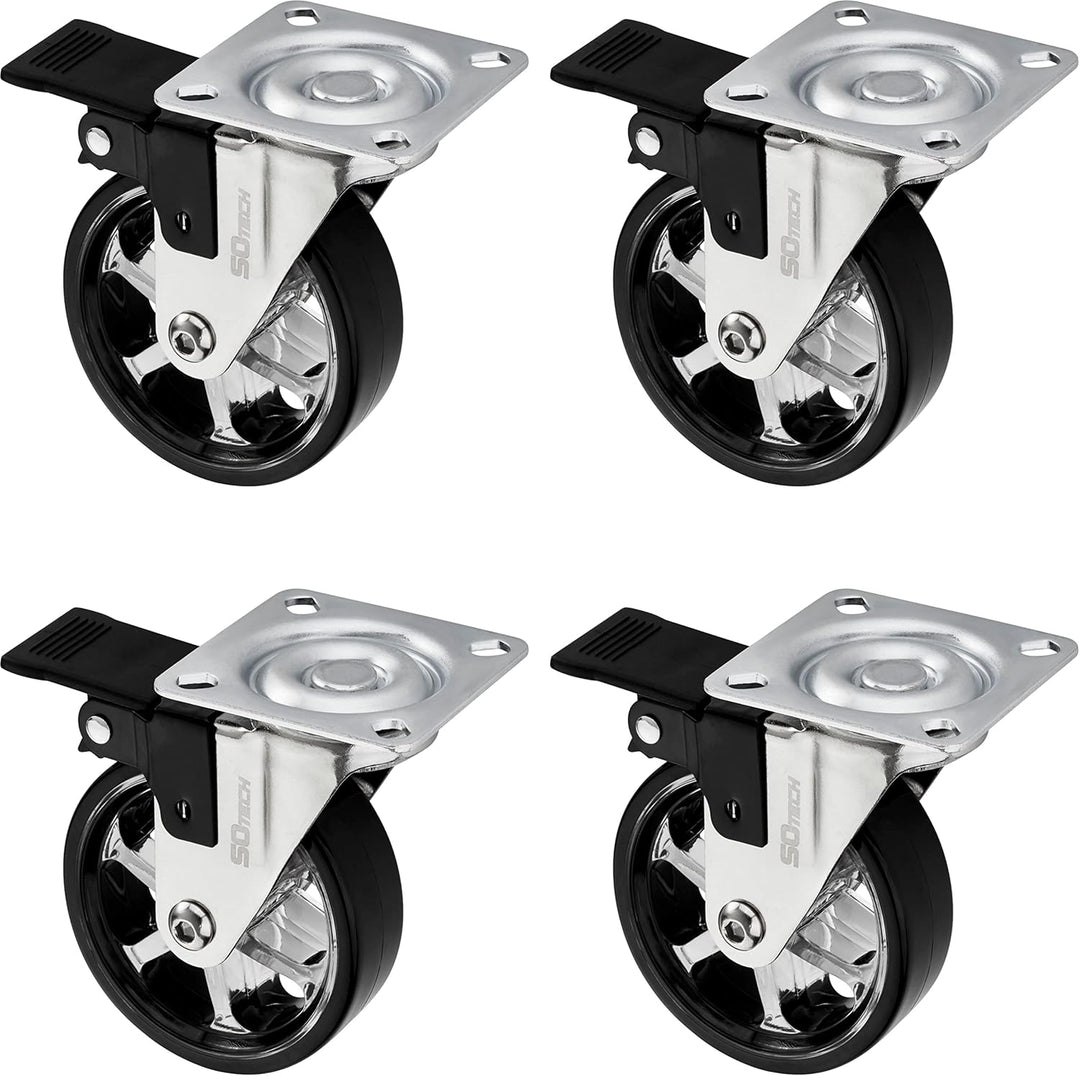 SOTECH 4 Stück Design Lenkrollen SHIFT Rollen-Ø 75 mm schwarz mit Feststellfunktion, belastbar bis 1