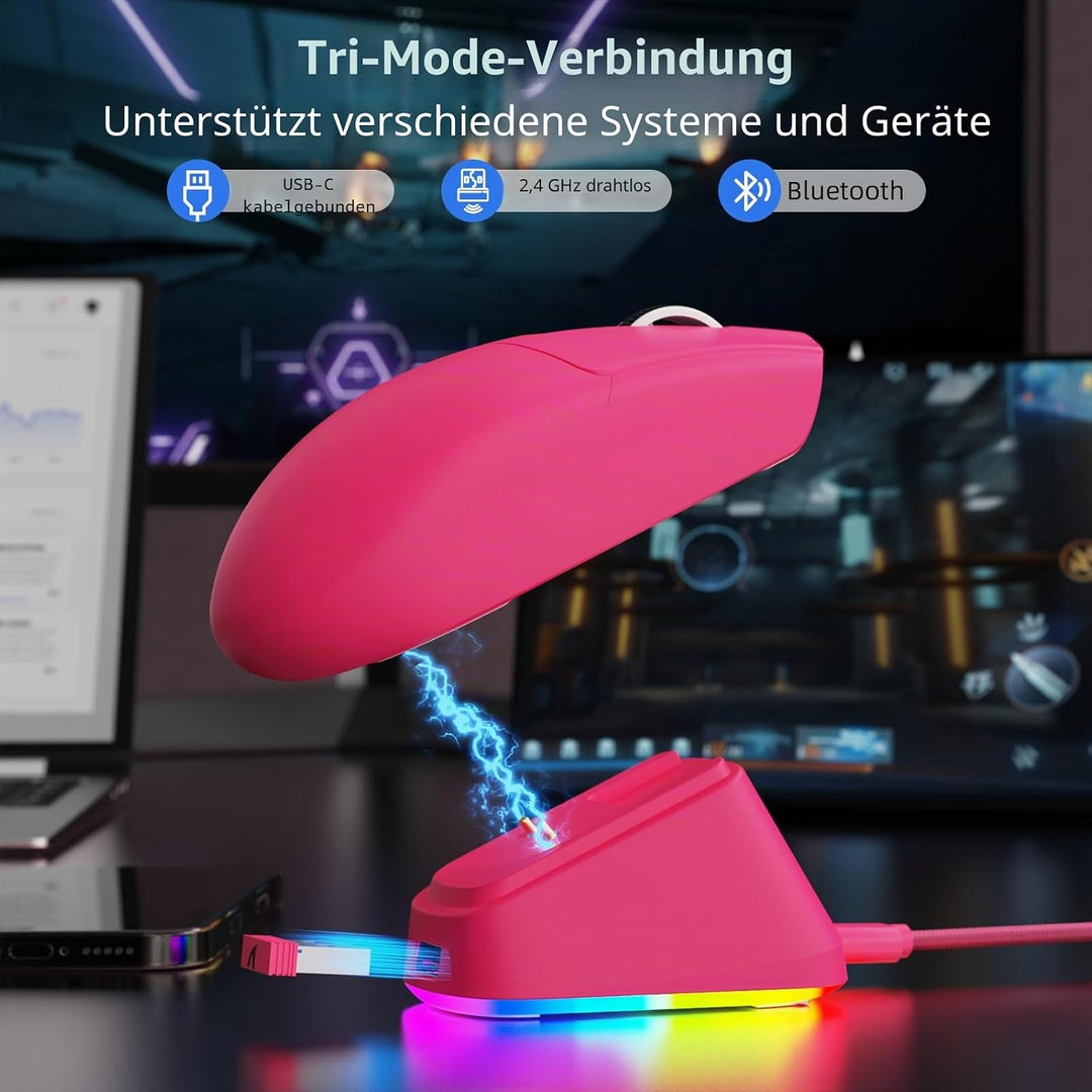 ATTACK SHARK G3PRO Kabellose Gaming-Maus mit Magnetischer Ladestation, PixArt PAW3311-Sensor, Bis zu