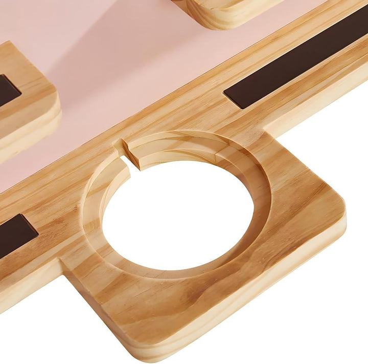 home24 Regal für Hörfiguren aus massiver Kiefer & lackiertem MDF in Rosa, Lackierte Holzflächen mit