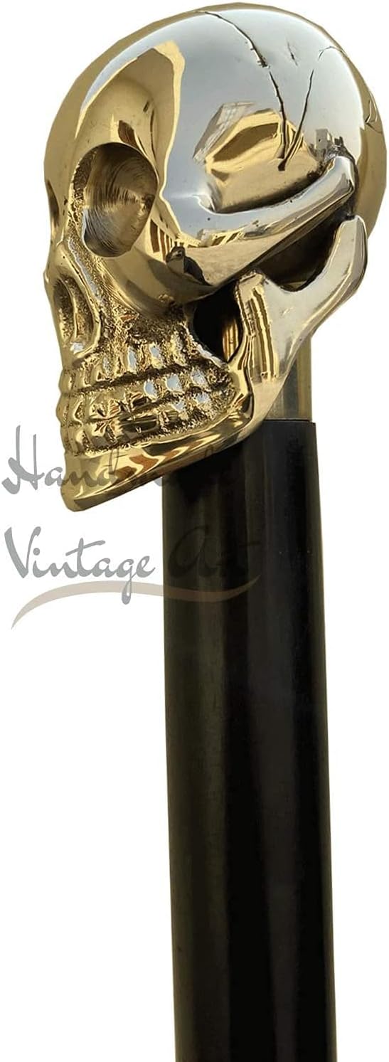 Samara Nautical Gehstock mit Totenkopf-Motiv, aus Holz, Vintage-Design, Schwarz