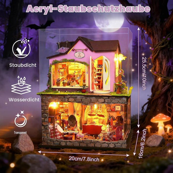 Cuteefun DIY Miniatur Puppenhaus Kit zum BAU Miniatur Haus mit Staubschutzhaube und Werkzeugen Selbe