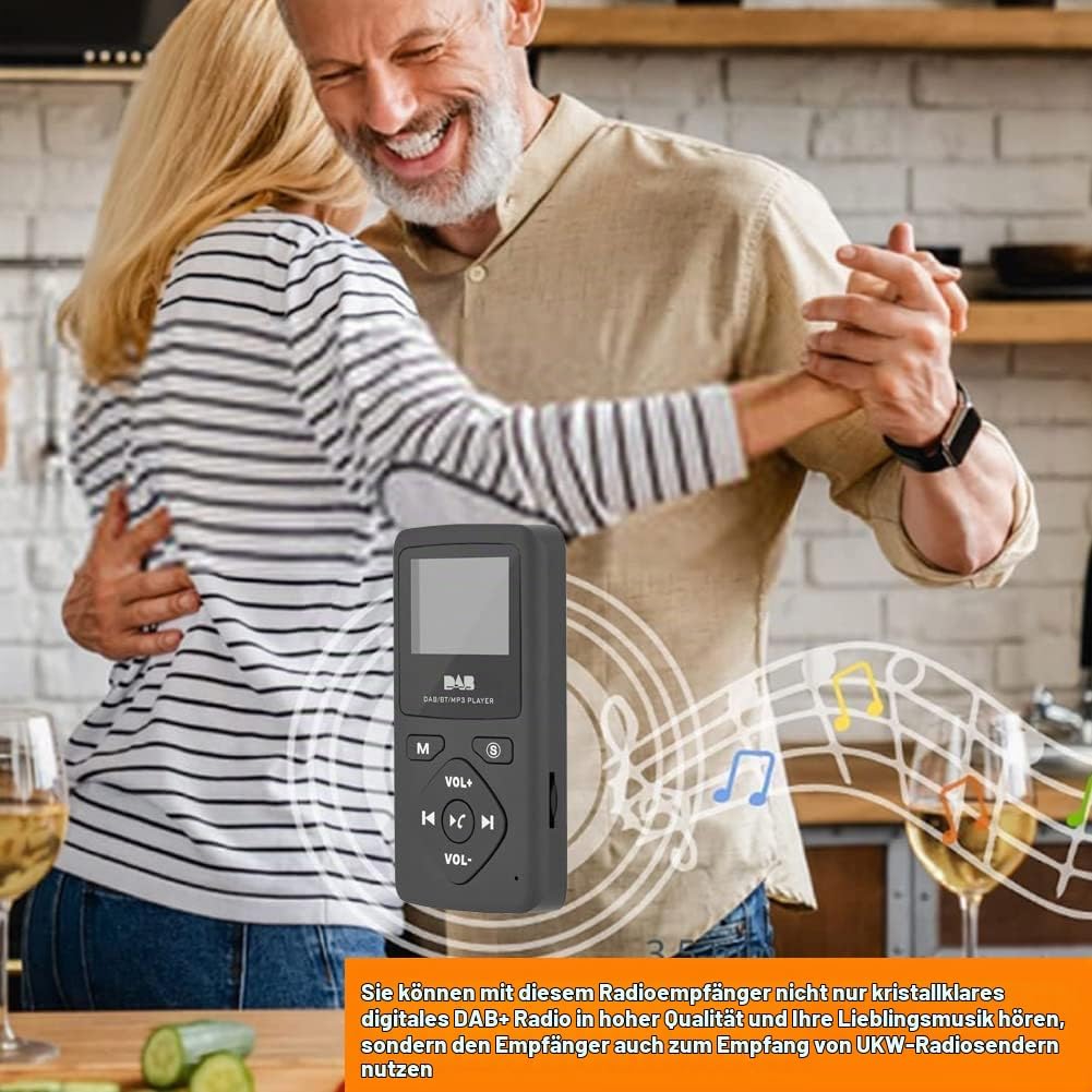 Richer-R DAB Pocket Digitalradio, Tragbare 1,8-Zoll LCD DAB/DAB+ Pocket Digital Radio Bluetooth MP3-