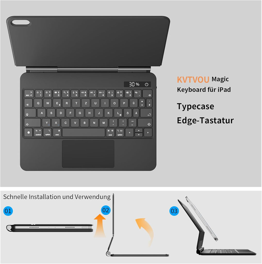 Magic Tastatur für iPad 11. Generation A16 2025 / für iPad 10. Generation 10,9 Zoll 2022, Tastatur m