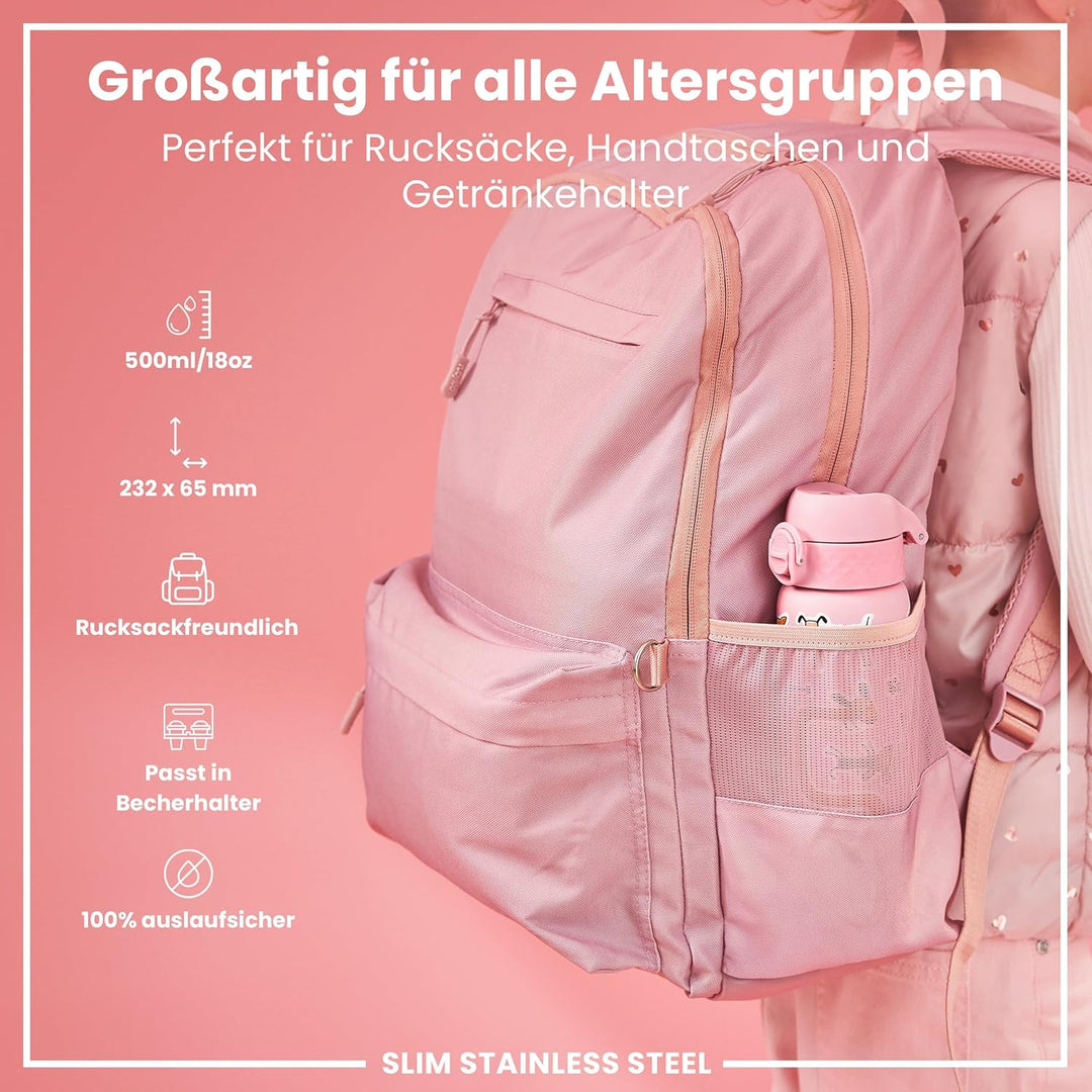 ion8 Leicht Stahl-Trinkflasche 600 ml Nicht IsoliertAuslaufsicher Einhandöffnung Sichere Verriegelun