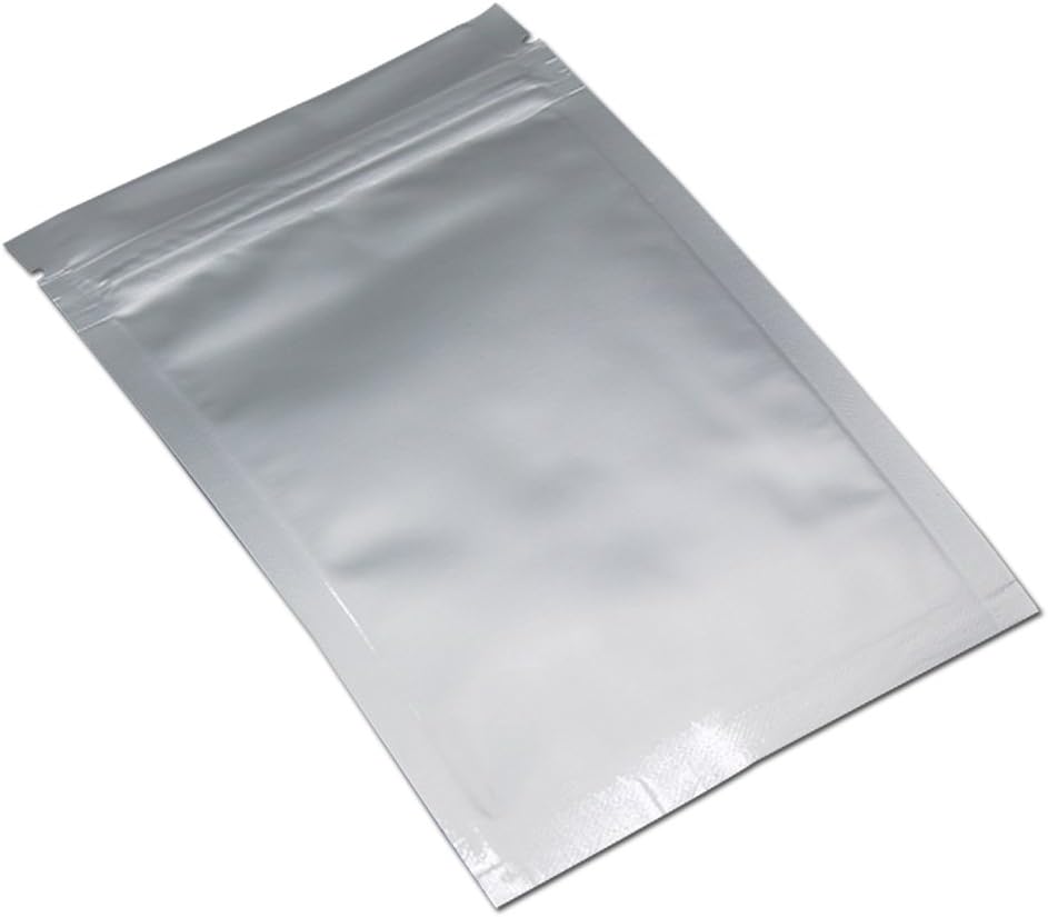 100 Stück Flache Mylar Taschen mit Reissverschlussverschluss Lebensmittel Aufbewahrung Silber Alumin