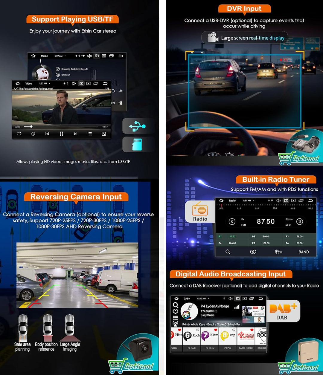 Erisin Android 14 Autoradio mit navi für VW Polo 6R Passat B6 B7 Golf 5/6 Touran T5 Tiguan Seat Skod