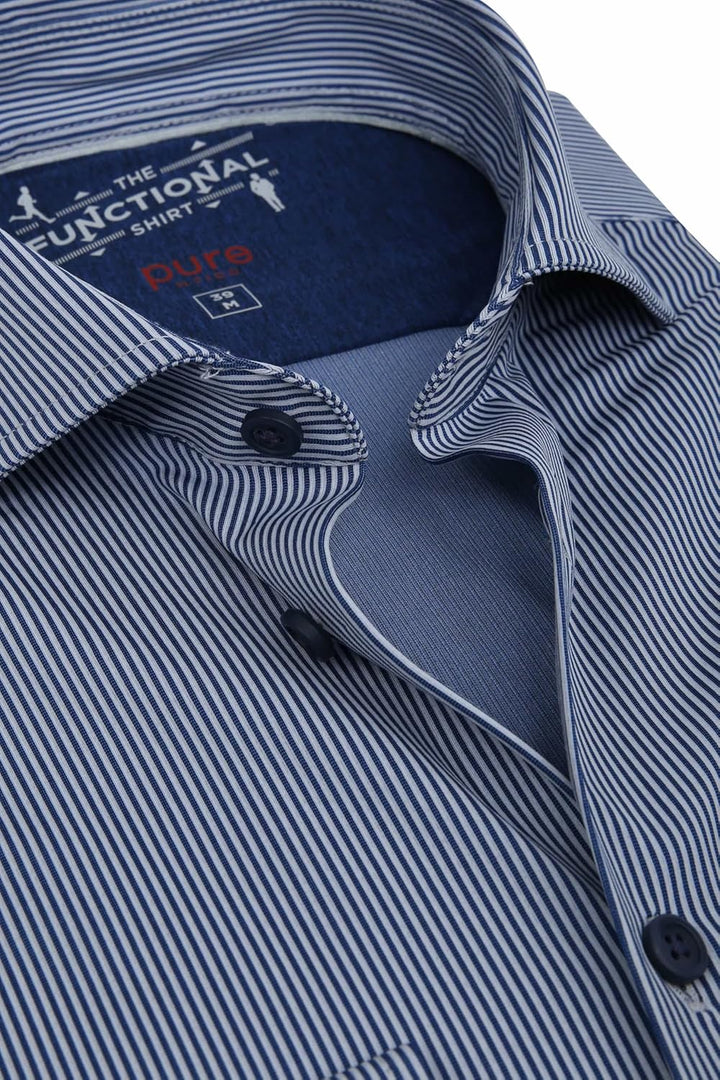 Pure h. Tico Herren 4028-21750 Pure-Functional Langarm Hemd, Streifen Dunkelblau, 40