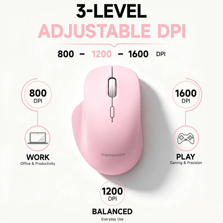 qaf Kabellose Dual-Mode Maus, Bluetooth &amp; 2,4 GHz Funkmaus, wiederaufladbare USB-C Wireless Maus mit
