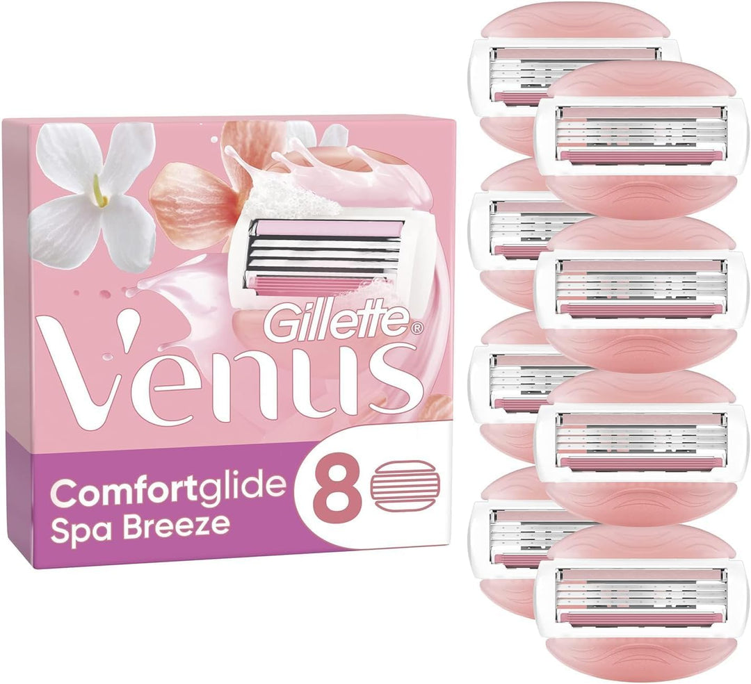 Gillette Venus Comfortglide Spa Breeze Rasierklingen Damen, 8 Ersatzklingen für Damenrasierer mit 3-