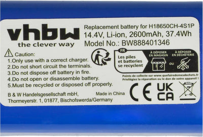 vhbw Akku Ersatz für Xiaomi H18650CH-4S1P für Staubsauger (2600mAh, 14,4V, Li-Ion)