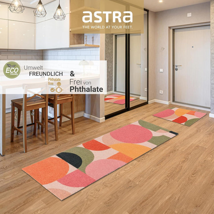 Astra rutschfeste Sauberlaufmatte innen - Grafik bunt 66 x 110 cm - Wohnraum Fussmatte Design - Extr