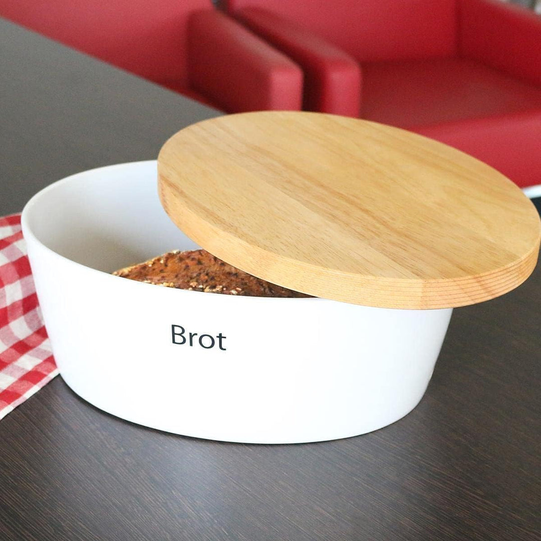440s.de Brottopf aus Keramik mit Holzdeckel, ca. 30 x 23 x 13,5 cm | CON-03930000