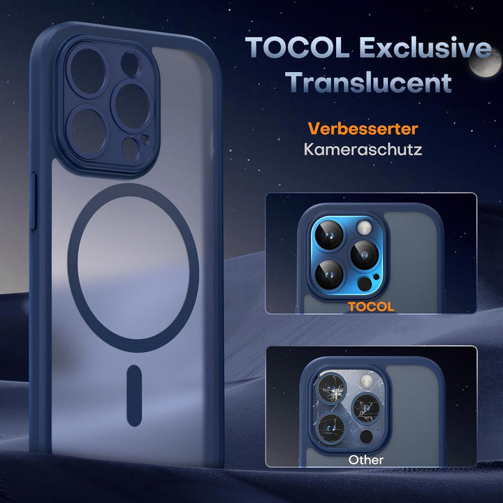 TOCOL 3 in 1 für iPhone 14 Pro Max Hülle für Magsafe, mit 2 Schutzglas, Vollständiger Kameraschutz S
