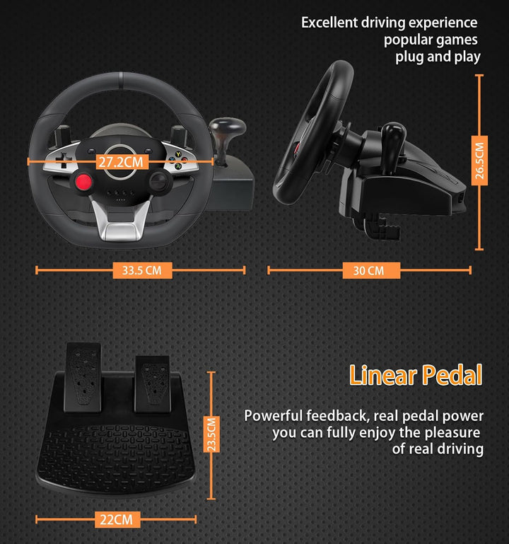 VooFun Racing Wheel, Gaming Lenkrad Kompatibel für PC/ PS4/ Switch/ PS3/ Xbox One/Xbox 360, PC Lenkr