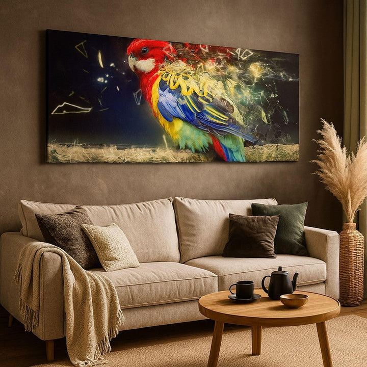 Wandbilder Dekoration Wohnzimmer Papagei Vogel Feder Panorama Bilder auf Leinwand 120x50cm Leinwandb