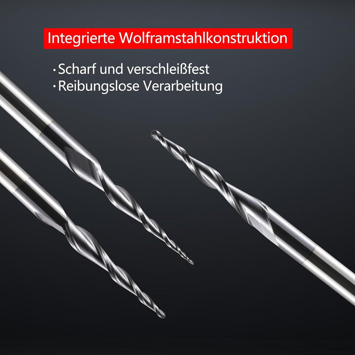 HOZLY Kugelkopffräser Konische CNC Fräser Kugelfräser 2 Stück, R0.5 Spiralnutfräser Bit 6mm Schaft 2