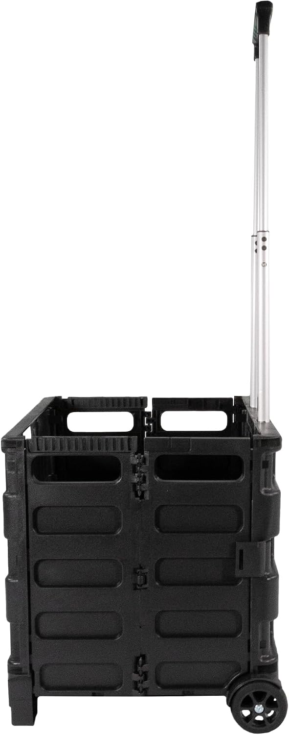 Lemodo Einkaufstrolley klappbar, Einkaufsroller belastbar bis 35 kg, Transporttrolley schwarz mit Ku