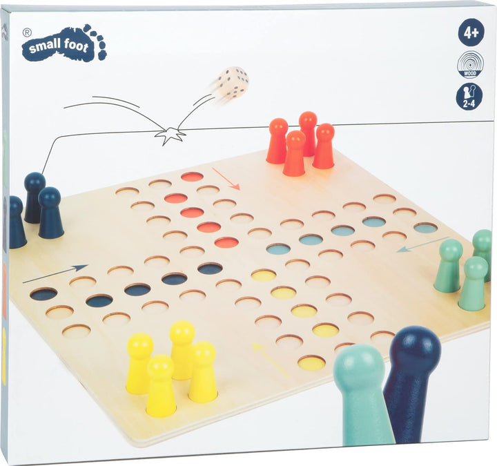 small foot Ludo XL aus Holz für Vier Spieler, Gesellschaftsspiel für die ganze Familie im Grossforma