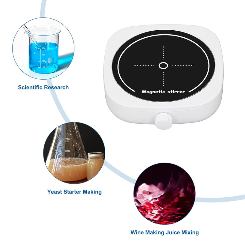 2000ml Magnetrührer Mini mit Magnetrührstäbe Tragbarer Flüssigkeitsrührer,100-2000RPM Magnetrührer K
