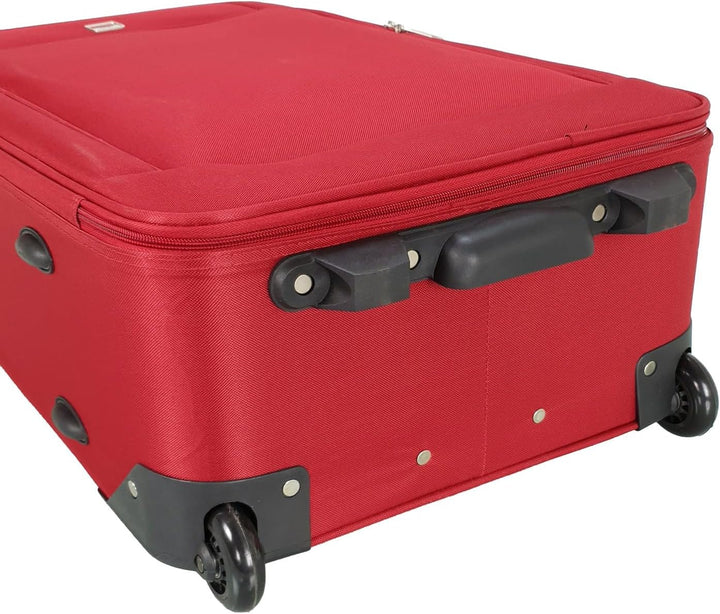 SIGN Stoffkoffer Trolley Reisekoffer Inline Rollen (Handgepäck-Mittel-Gross-Sehr Gross) (Rot, 4er Se