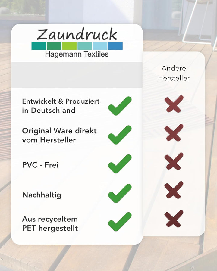 Zaundruck Sichtschutzstreifen Polyester - nachhaltiger Sichtschutz für Doppelstabmattenzaun - Motiv