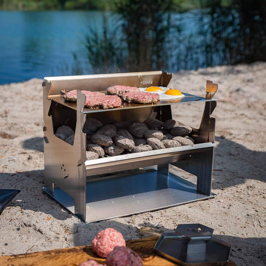 FENNEK 2.0 Tropfschale | Zubehör für den mobilen und steckbaren Holzkohle-Grill aus Edelstahl für Ca