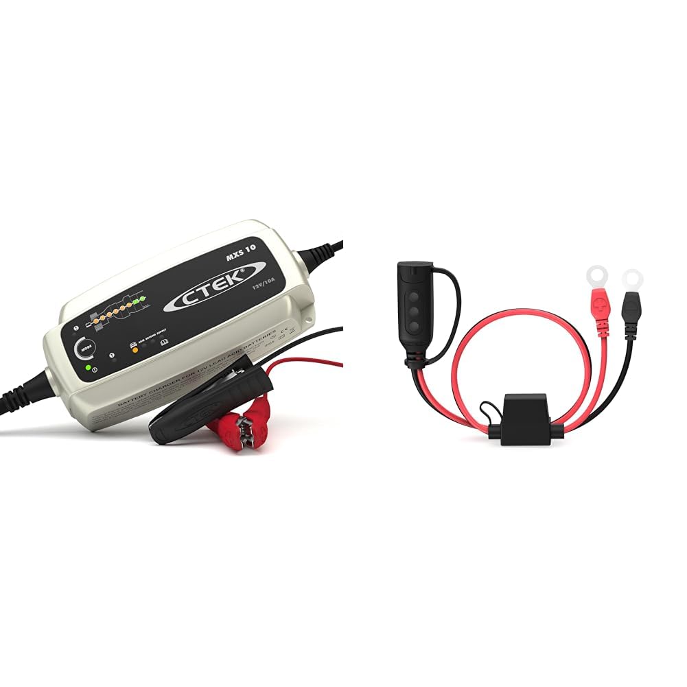 CTEK MXS 10 & Indicator Eyelet M6 Bundle mit Verbindungskabel, Bundle mit Verbindungskabel