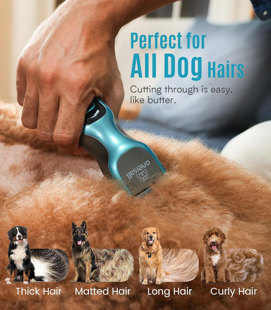 oneisall Leise Hundeschermaschine, Profi Schermaschine Hund Katze, Elektrische Tierhaarschneidemasch