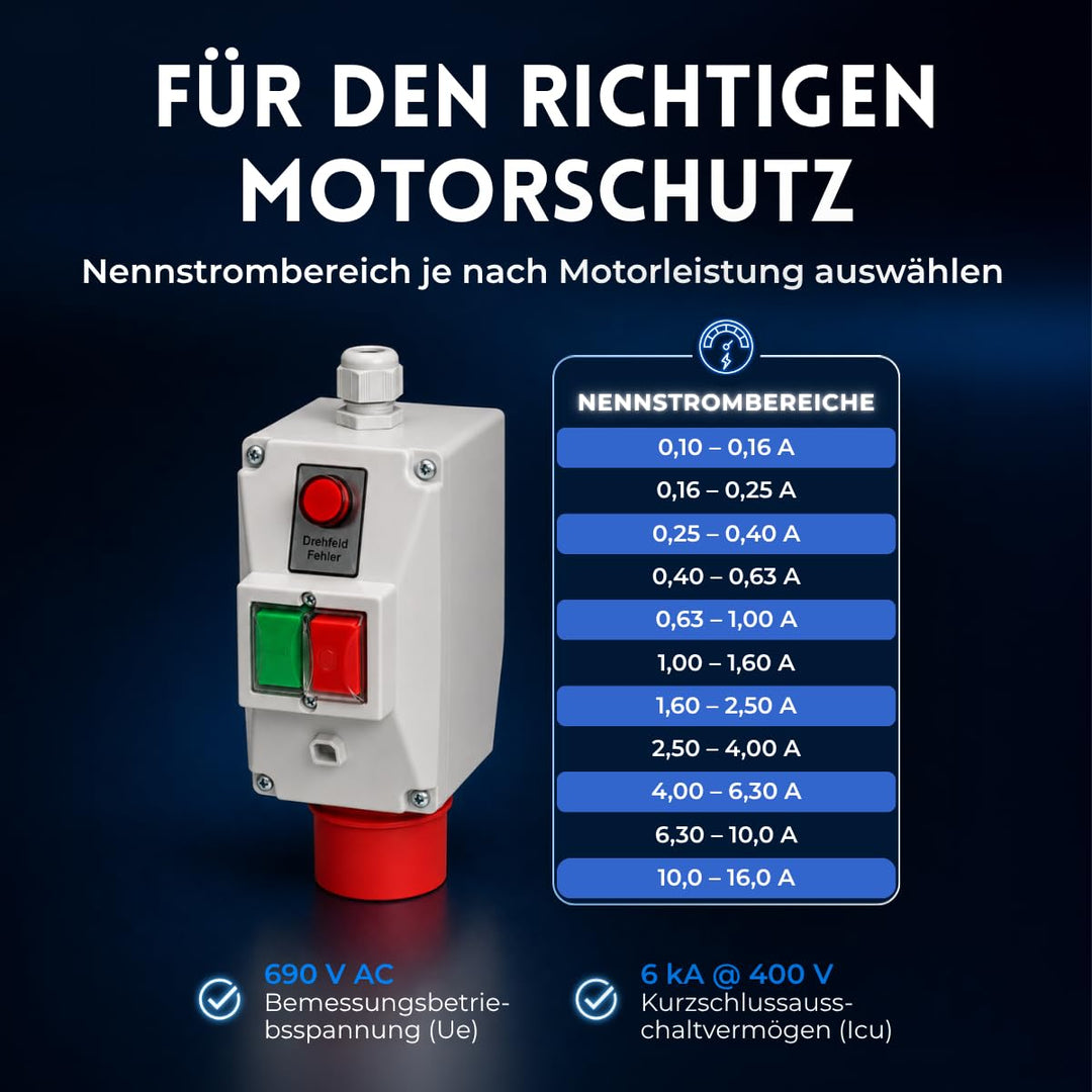 Motorschutzschalter ISKRA MS25 0,25-0,4A in Gehäuse mit Drehfelderkennung Drehfelderkennung 16A Nenn
