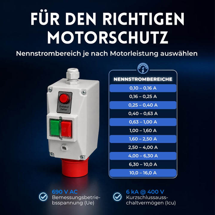 Motorschutzschalter ISKRA MS25 0,25-0,4A in Gehäuse mit Drehfelderkennung Drehfelderkennung 16A Nenn