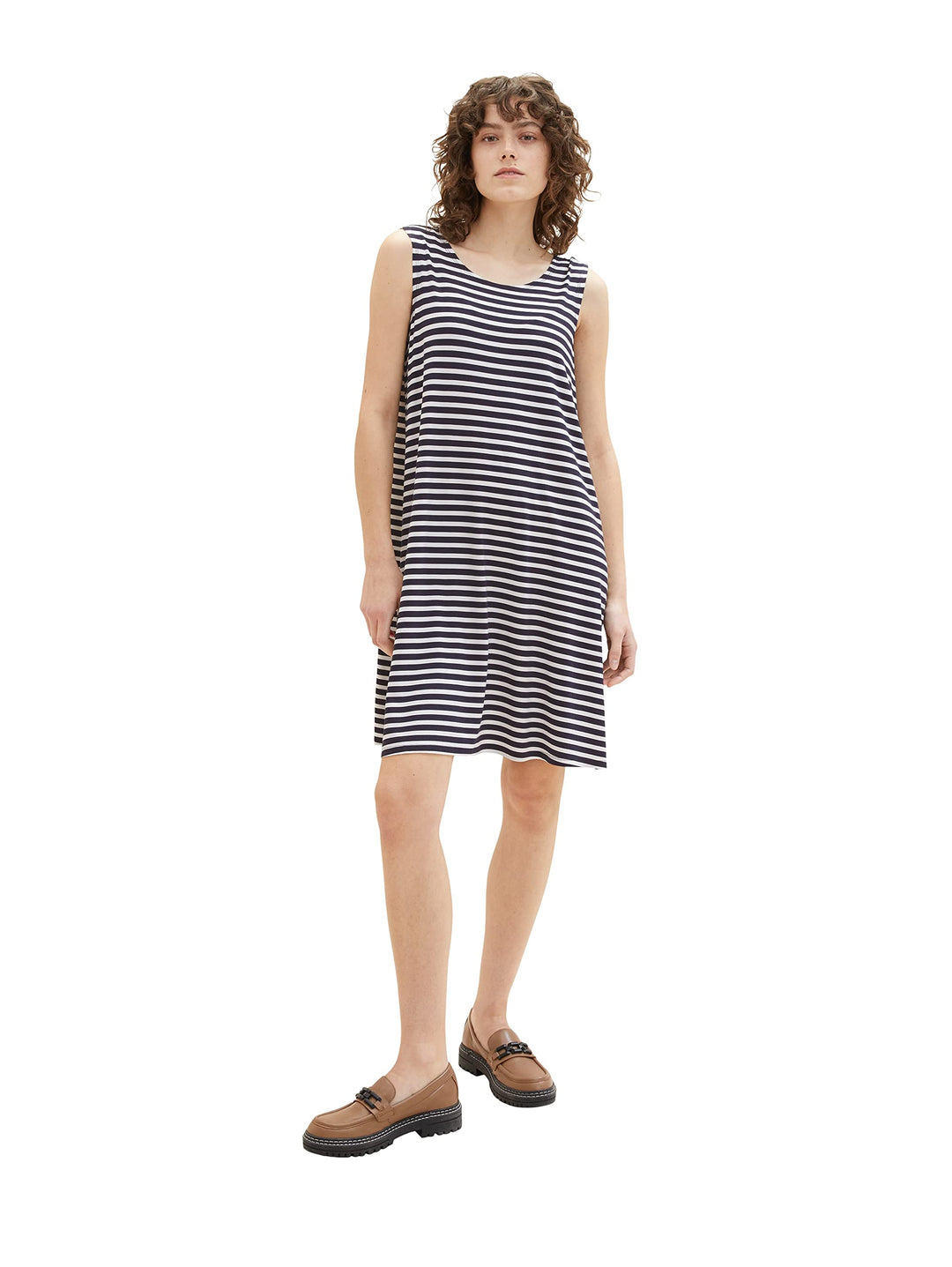 TOM TAILOR Damen Basic Jerseykleid 40 32703 - Navy Offwhite Stripe, 40 32703 - Navy Offwhite Stripe