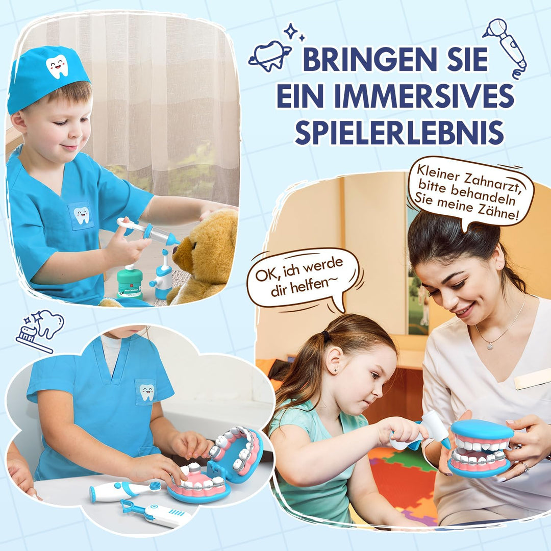 Lehoo Castle Arztkoffer Kinder ab 3 Jahre, Zahnarzt Spielzeug, Doktorkoffer, Rollenspiel für Kinder