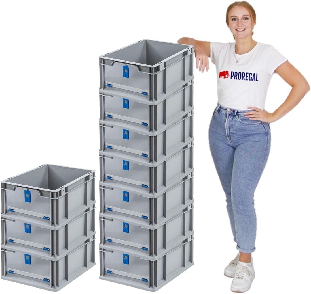SuperSparSet 10x Eurobox NextGen Insight Cover | HxBxT 17x30x40 | 16 Liter | Niedrig/Blau | Eurobehä