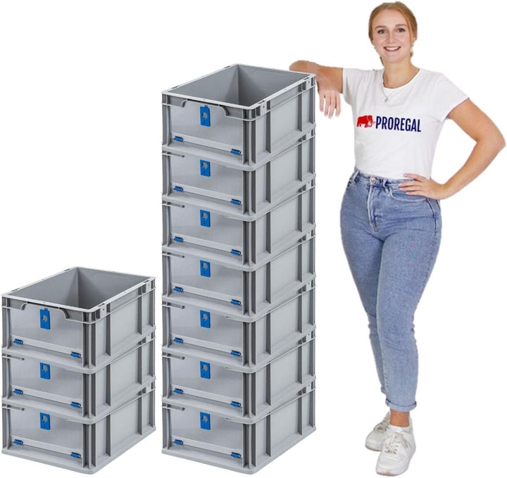 SuperSparSet 10x Eurobox NextGen Insight Cover | HxBxT 17x30x40 | 16 Liter | Niedrig/Blau | Eurobehä