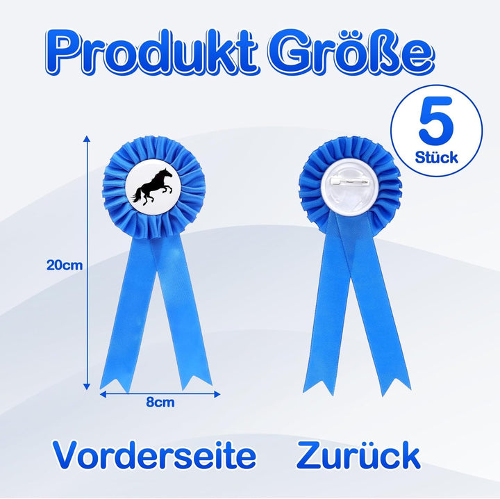 5 Stück Turnierschleife Pferd Turnierschleife Hobby Horse Turnierschleifen Abzeichen Turnierschleife