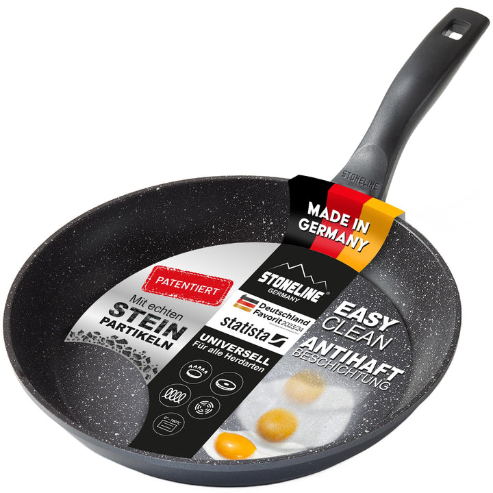 STONELINE Bratpfanne 28 cm, induktionsgeeignet, Aluguss, Antihaftbeschichtung mit echten Steinpartik