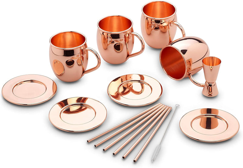 ECHTWERK Moscow Mule Kupferbecher 13er Set gefertigt aus Edelstahl bestehend aus 4x Kupferbecher 500