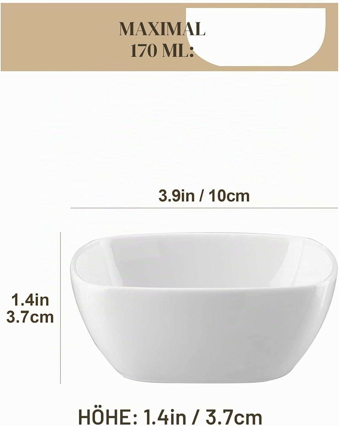 MALACASA, Serie Ramekin.Dish, 12-tlg. Set MINI Porzellan Dessert Schälchen, Dessertschalen, Snacksch